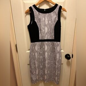 Calvin Klein Sz 4 Gray & White Tank Dress with Black Striped Detail